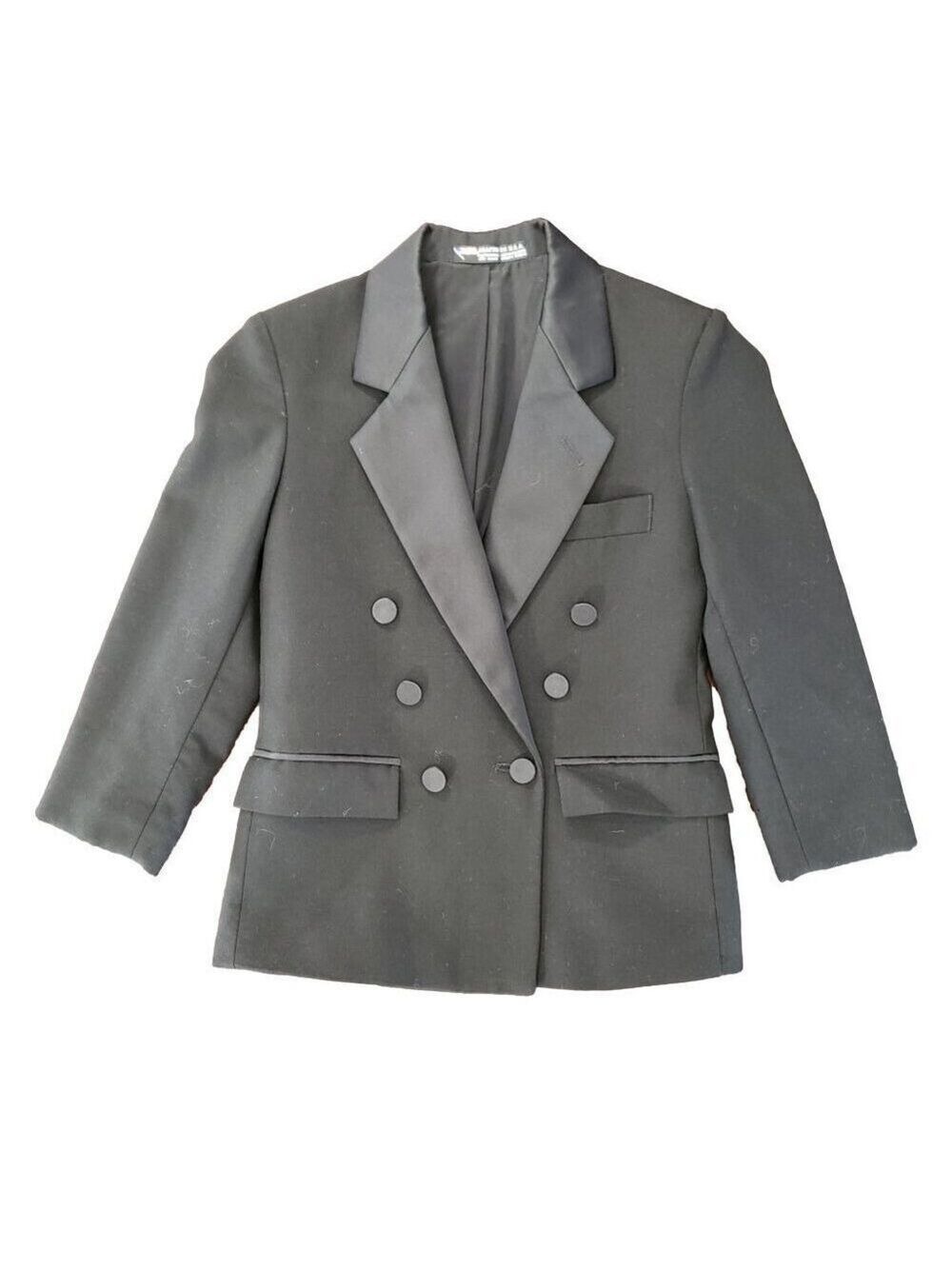 Oscar de la Renta Boys Tuxedo Jacket Size 7 Black Formal Blazer - Picture 3 of 8
